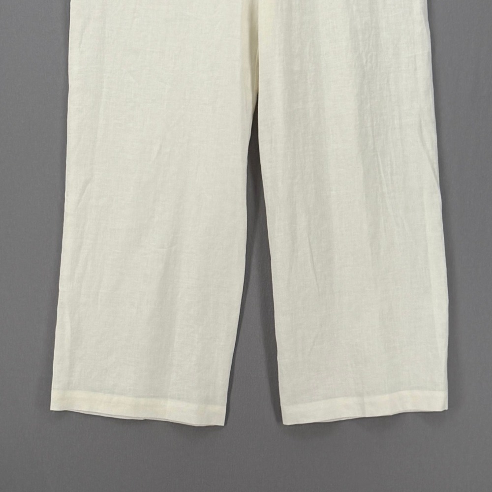 ENZA COSTA Linen Resort Pants Women XL Undyed Off White Wide Leg Drawstring - Picture 8 of 16